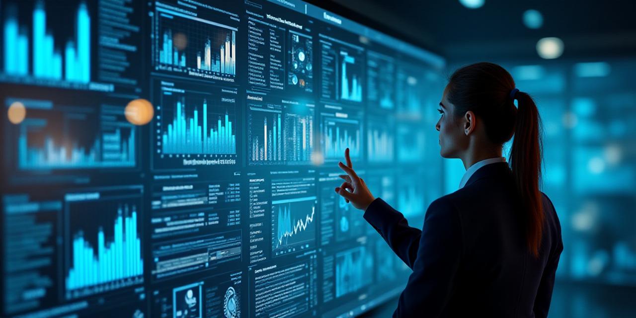 Data analyst reviewing modern AI dashboard